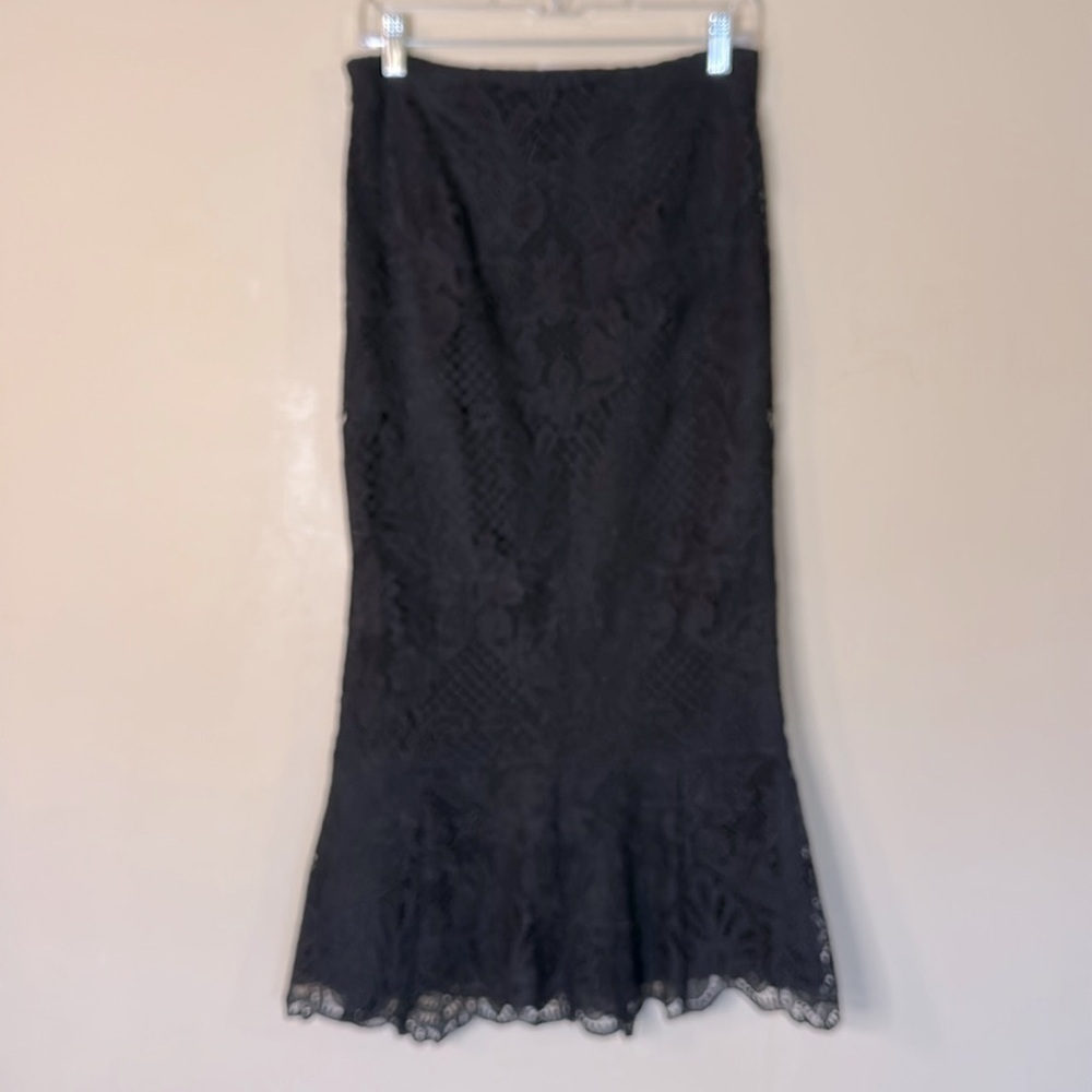 NWT Francesca’s Elegant Black Lace Long Midi Skirt Sz M $60 - Picture 6 of 15